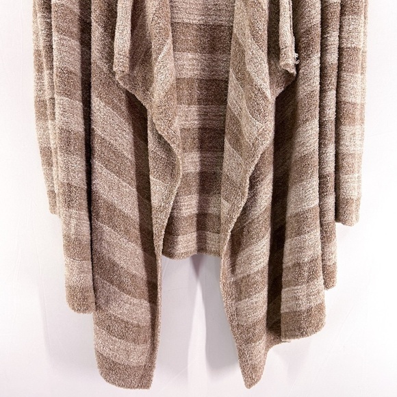 BAREFOOT Dreams Cozychic Lite Calypso Wrap Drape Front Cardigan Tan Striped - Picture 5 of 9